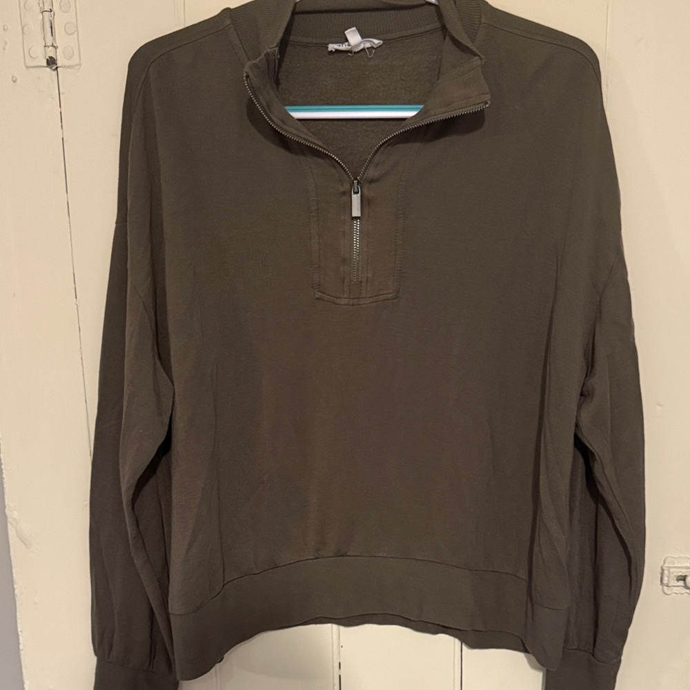 Olive Quarter-Zip and Sweatpants Set